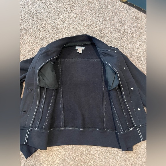 PROJECT G Black Soft Fleece Bomber Jacket with contrast Stitch in Black - Picture 3 of 9